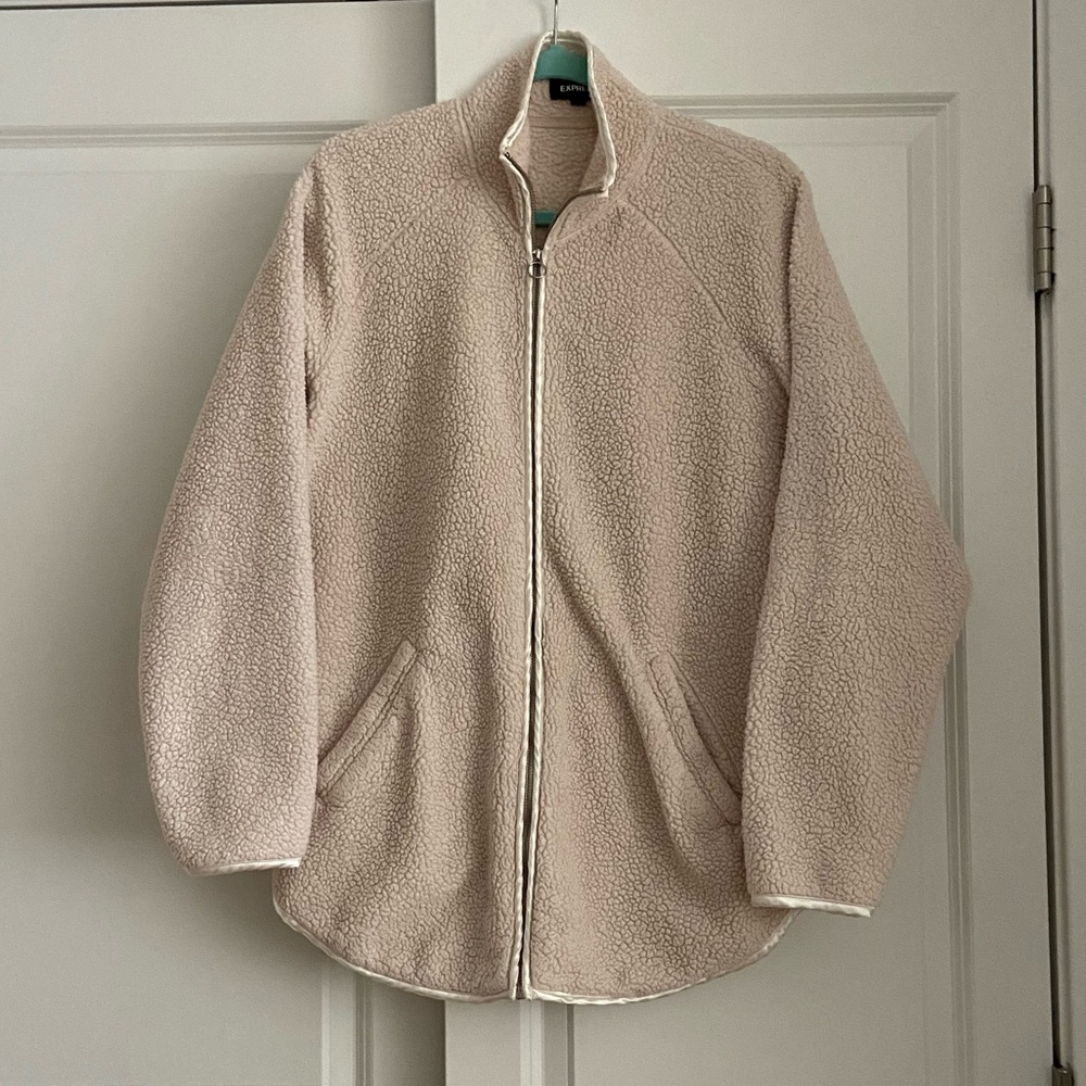 Express oversized cream fuzzy jacket